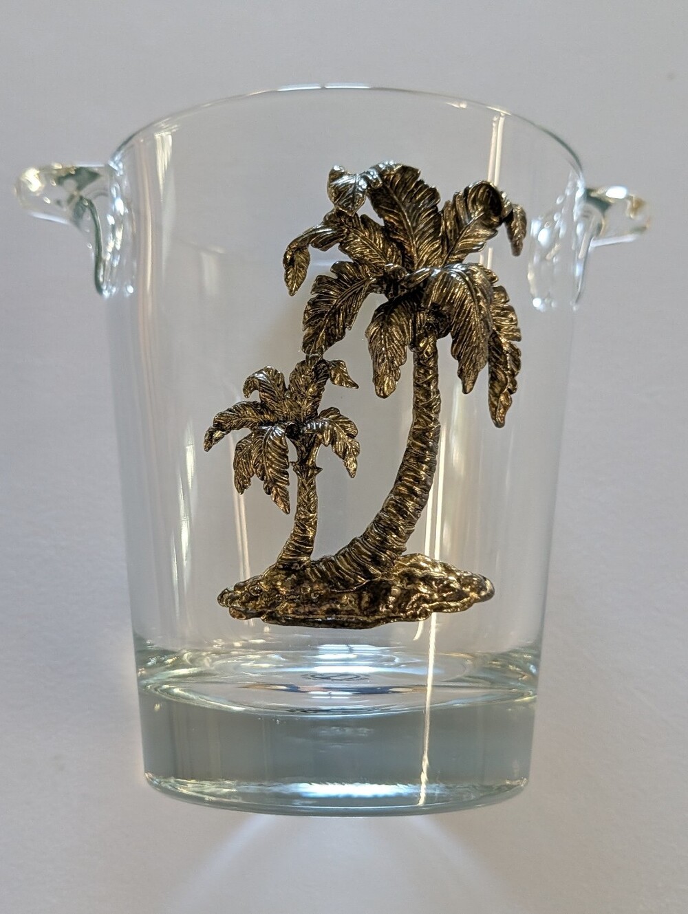 vintage ARTHUR COURT glass vase palm trees